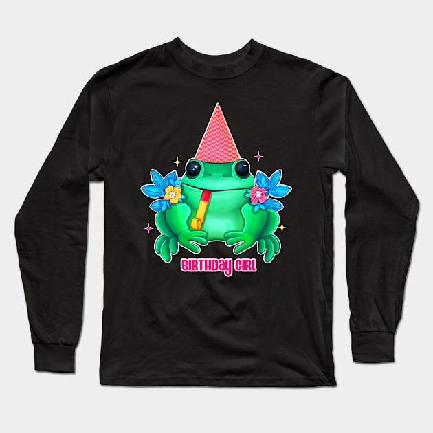 Birthday girl cute frog Long Sleeve T-Shirt by Meakm